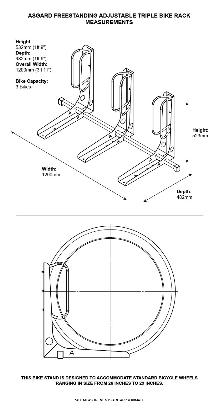 Free Standing Bike Stand Dimensions