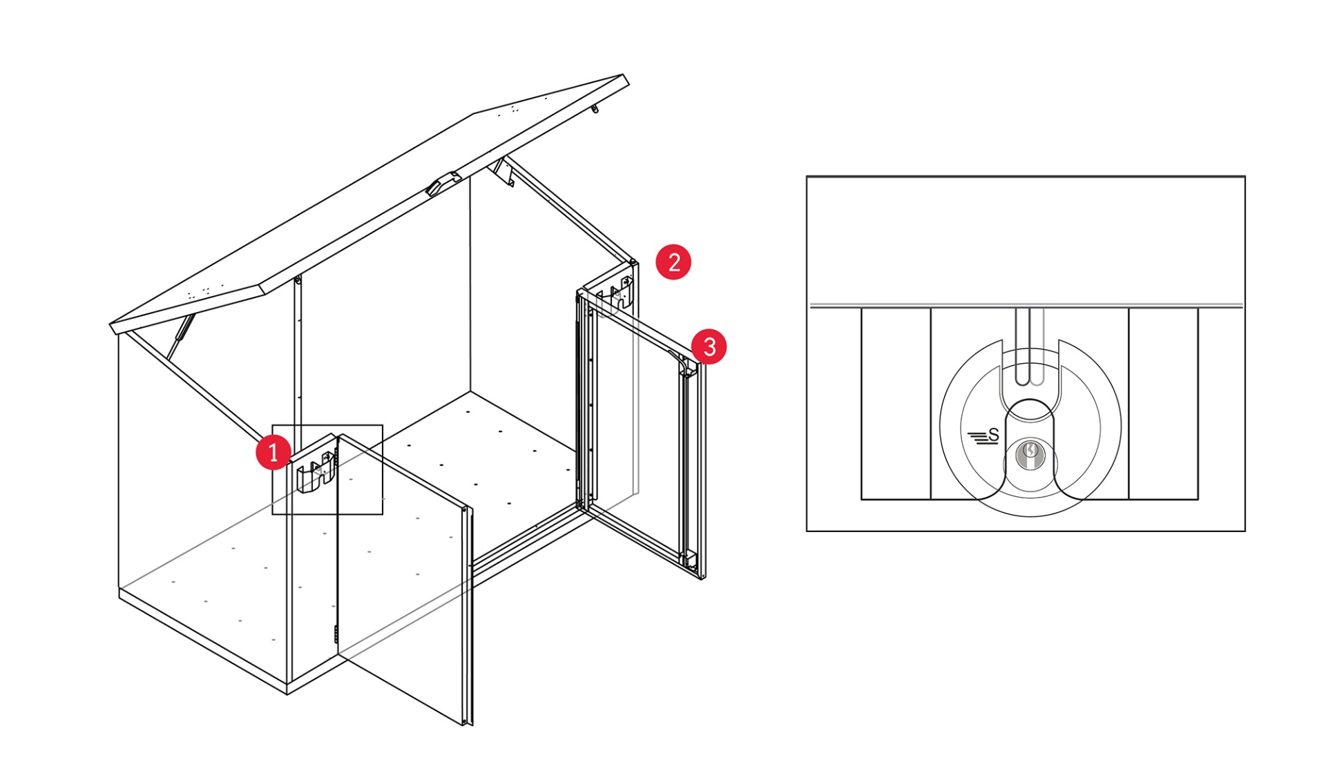 Access 3 point locking mechanism