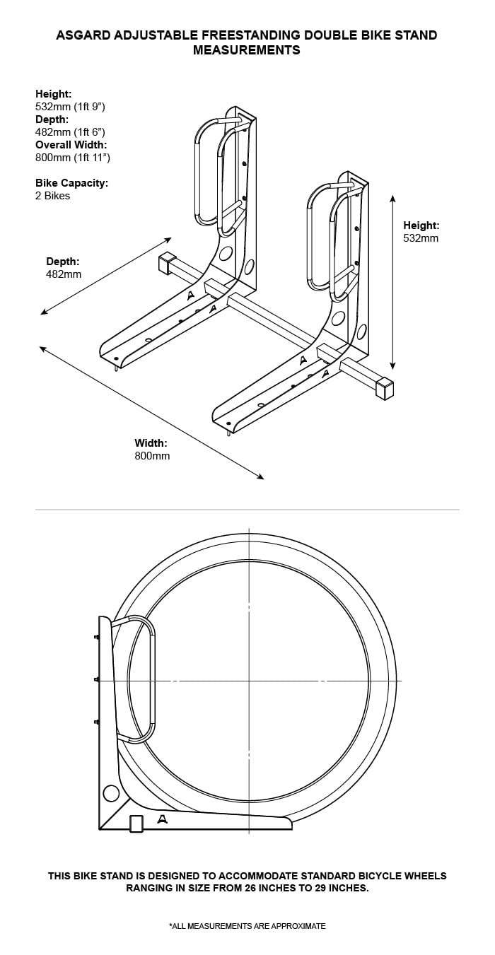 Free Standong Double Bike Stand Dimensions