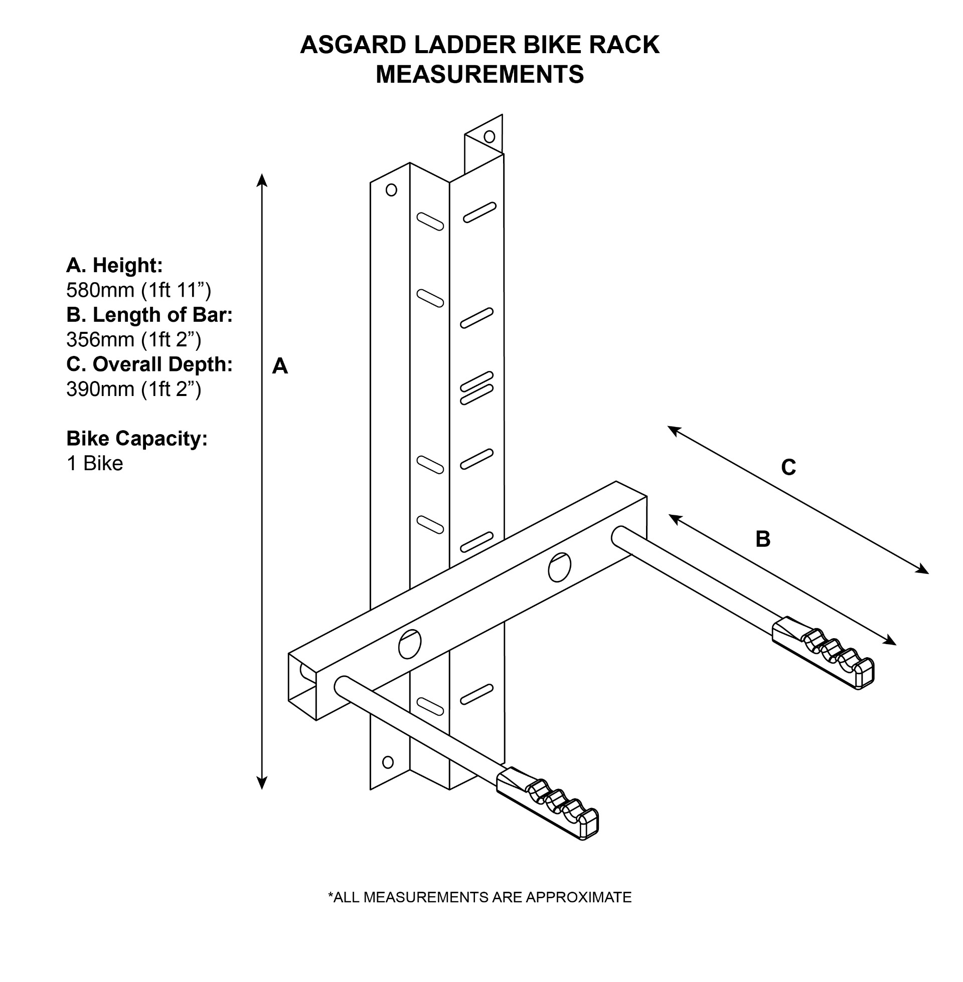 Asgard Ladder Bike Rack With Extended Bars