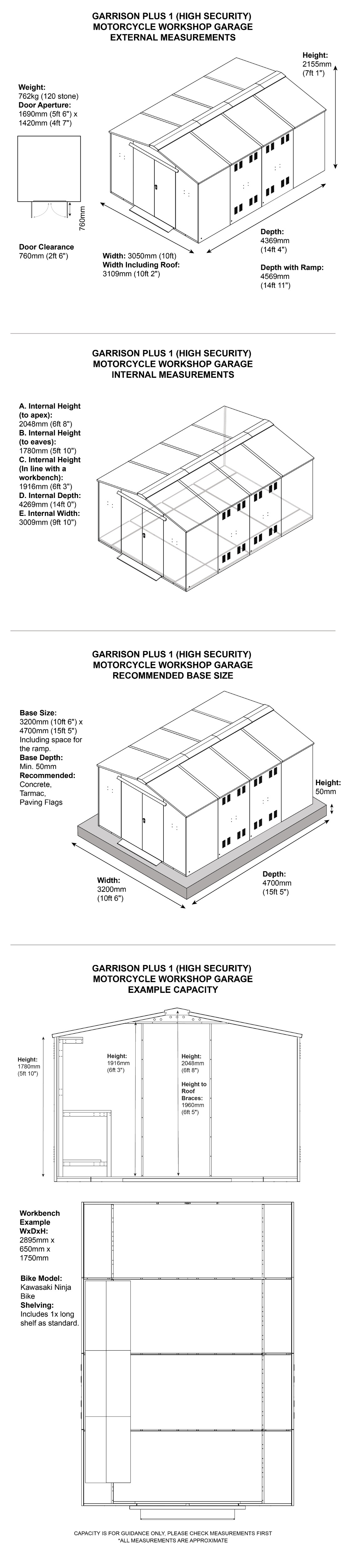 Garrison Plus 1 Motorbike Dimensions