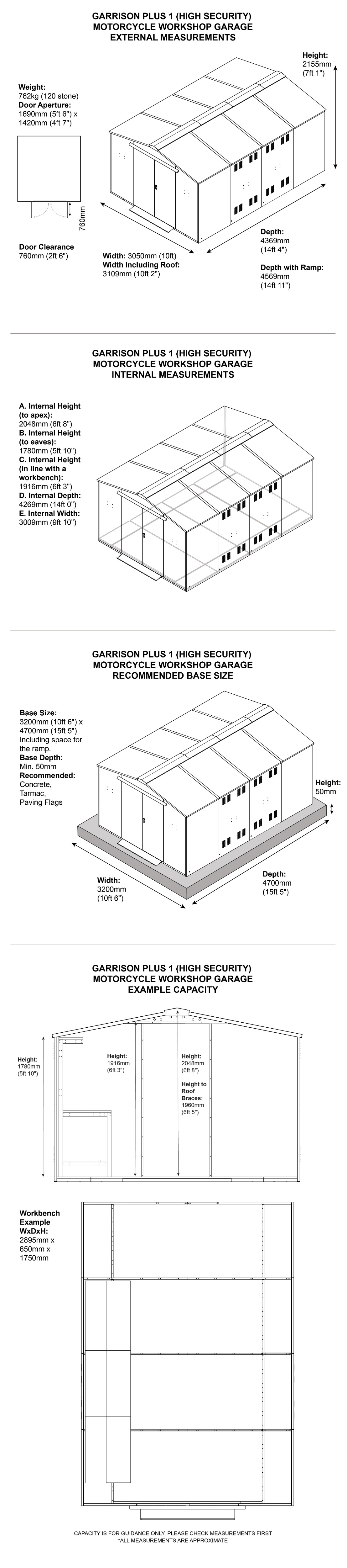 Garrison Plus 1 Motorbike Dimensions