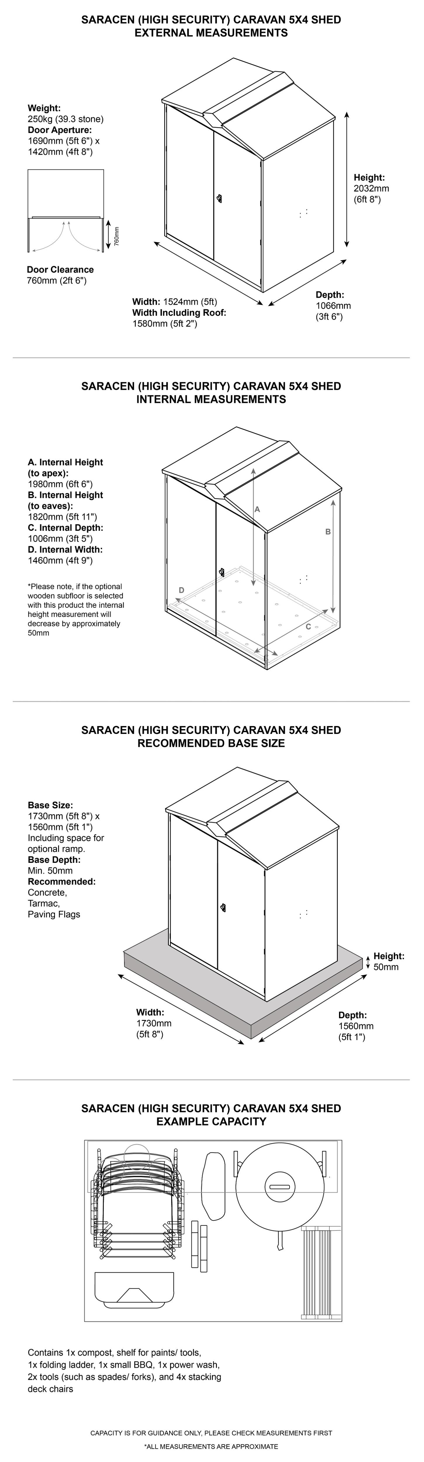 Saracen Caravan Storage Shed Dimensions
